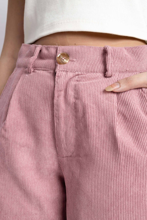 The Tea Pink Corduroy Straight Fit Trousers